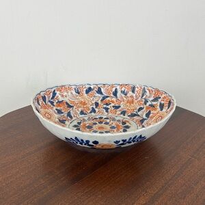 Antique 19th Century Imari Ware Floral Scalloped Oval Ceramic Bowl #Chinoiserie